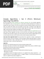 Geeksforgeeks: Greedy Algorithms - Set 5 (Prim'S Minimum Spanning Tree (MST) )