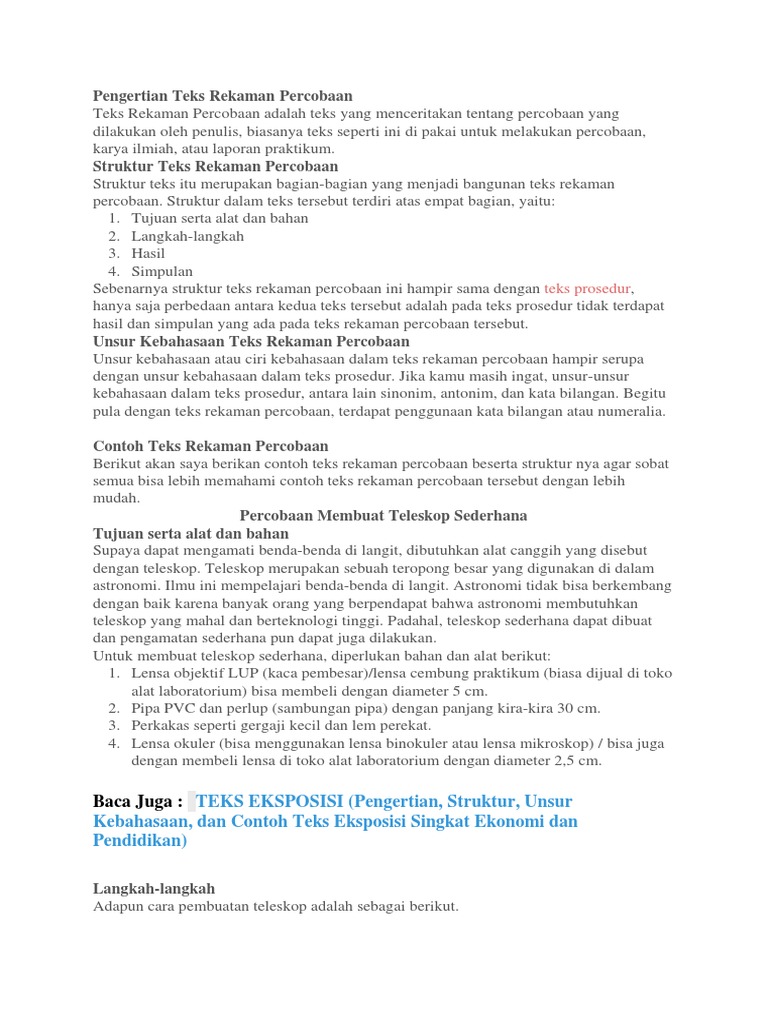 Contoh Text Eksposisi Singkat - Simak Gambar Berikut