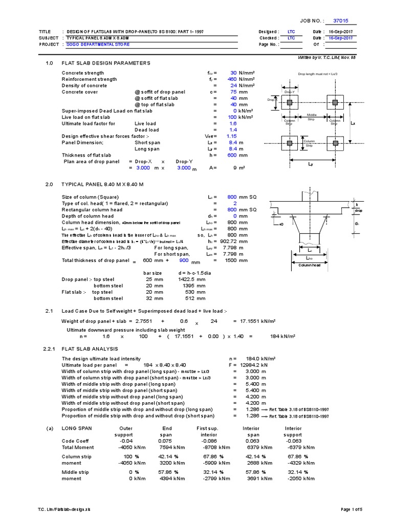 Flat Slab Design with Drop Panel Guide | PDF | Column | Structural ...