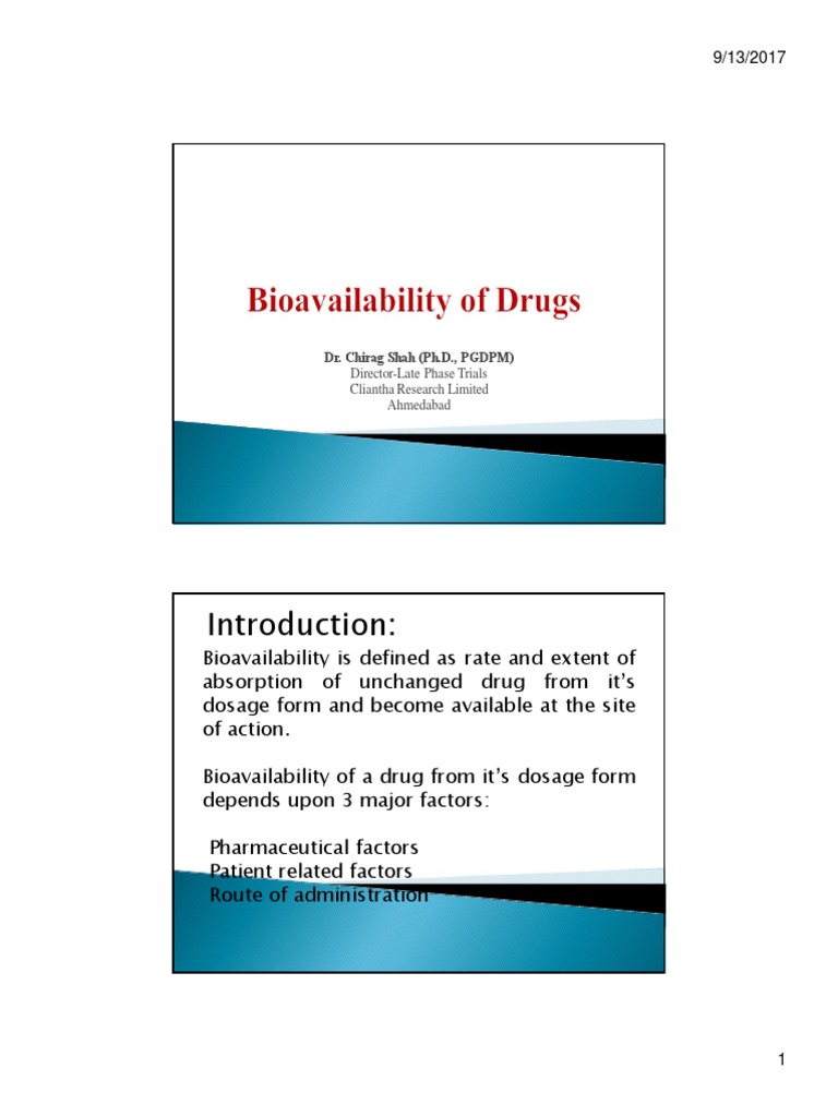 Bioavailability of Drugs Bioavailability