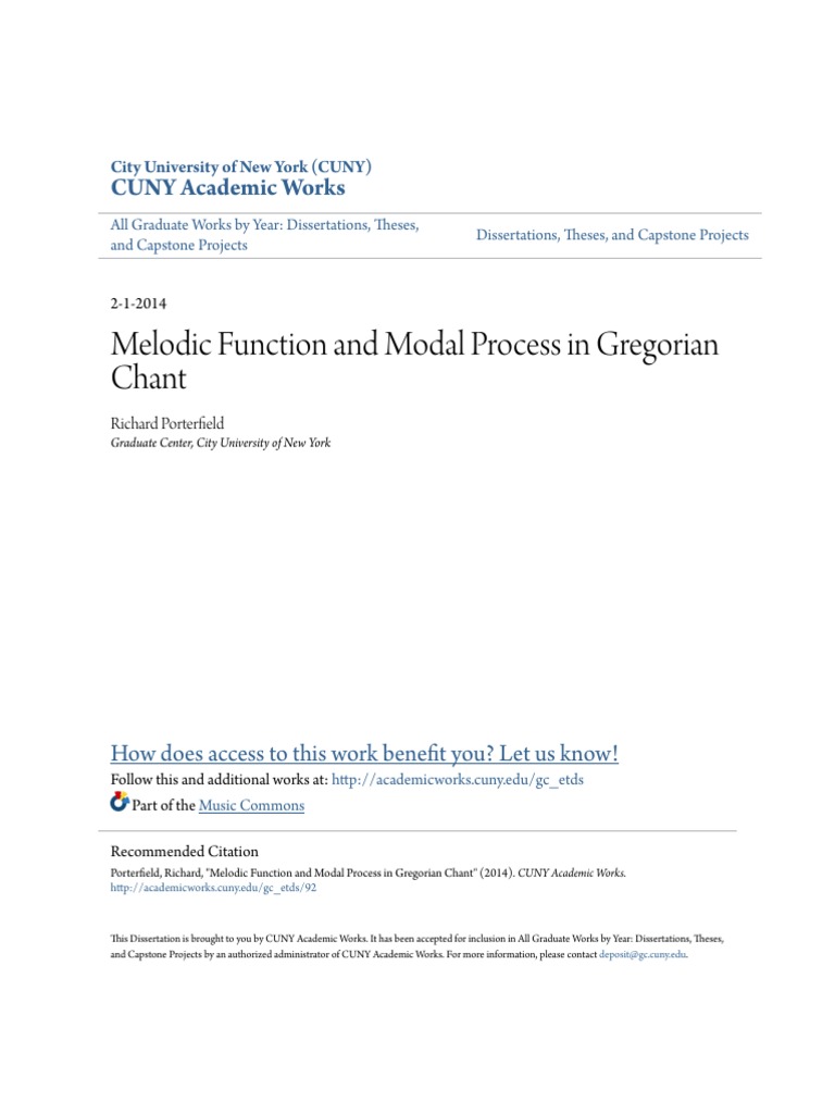 Richard Porterfield Melodic Function And Modal Process In Gregorian Chant 14 Gregorian Chant Mode Music