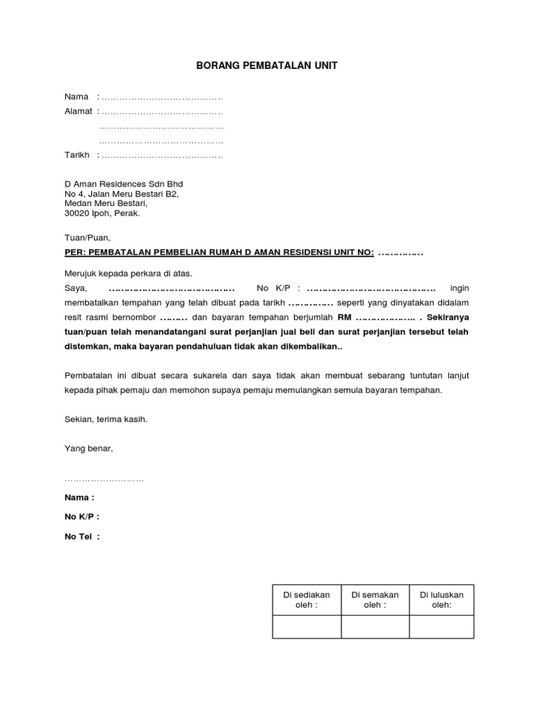 Borang Pembatalan Refund