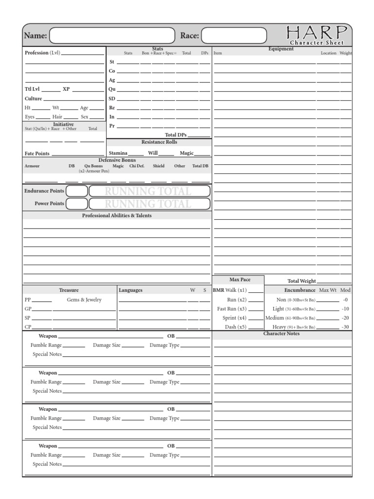 RPG Character Sheet Template | PDF | Role Playing Games | Entertainment