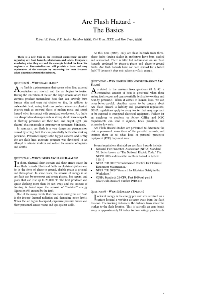 Arc Flash Basics | PDF | Personal Protective Equipment | Electromagnetism