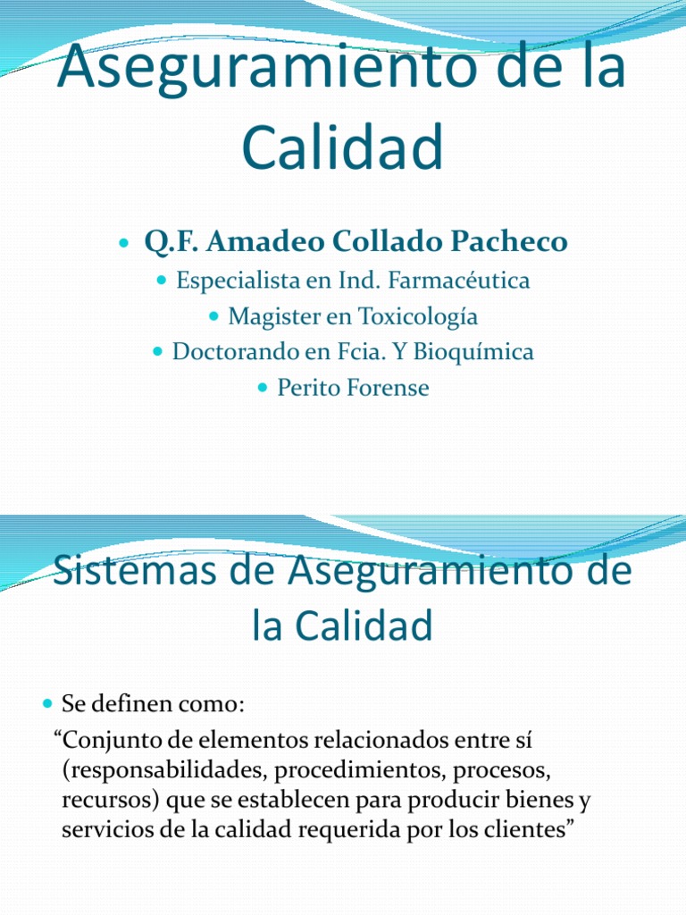 Aseguramiento de Calidad Farmacéutica | PDF | Gestión de la calidad ...
