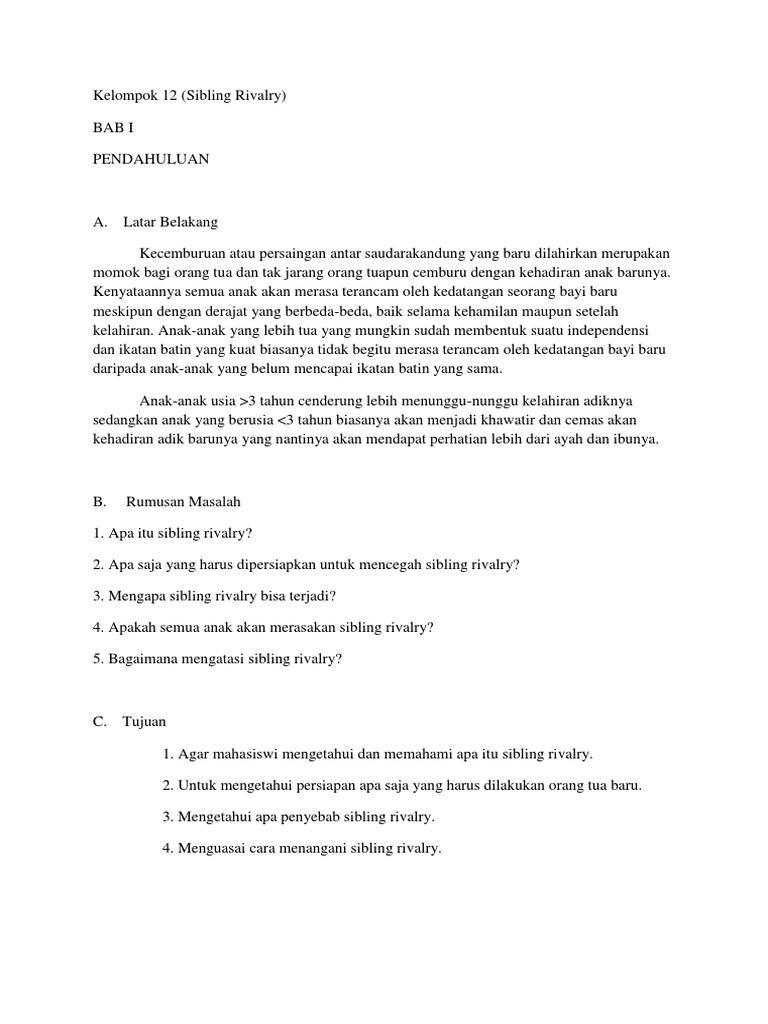 Memahami Sibling Rivalry pada Anak | PDF