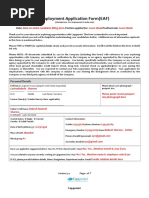 Employment Application Form