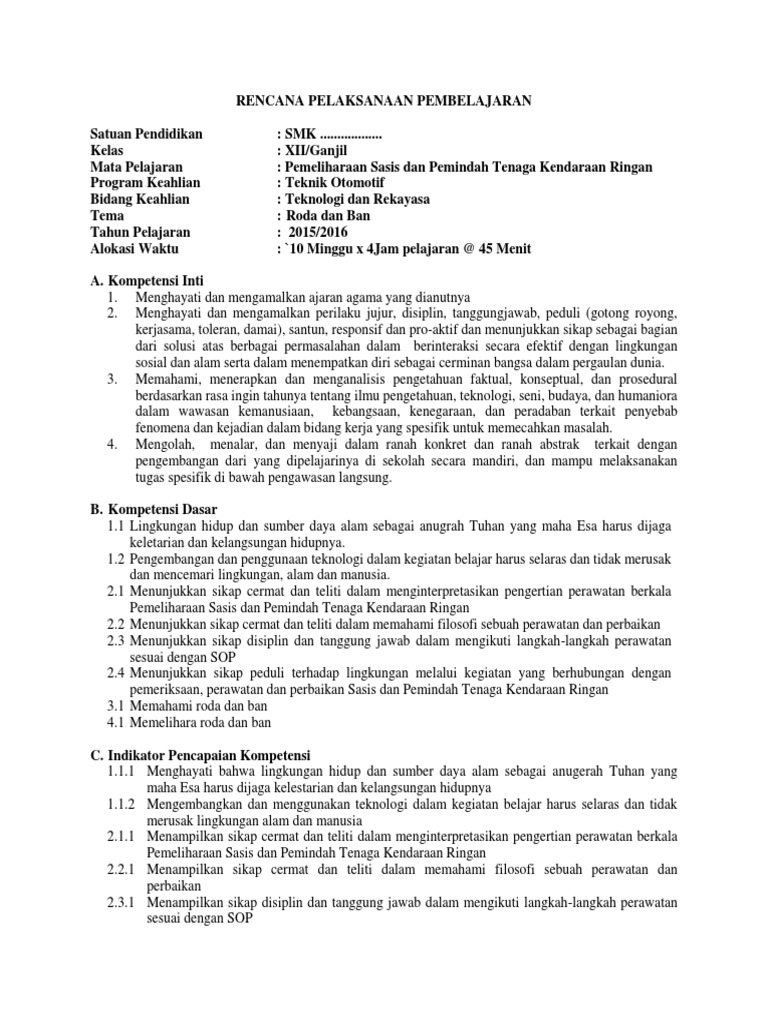 pemeliharaan sasis dan pemindah tenaga kendaraan ringan