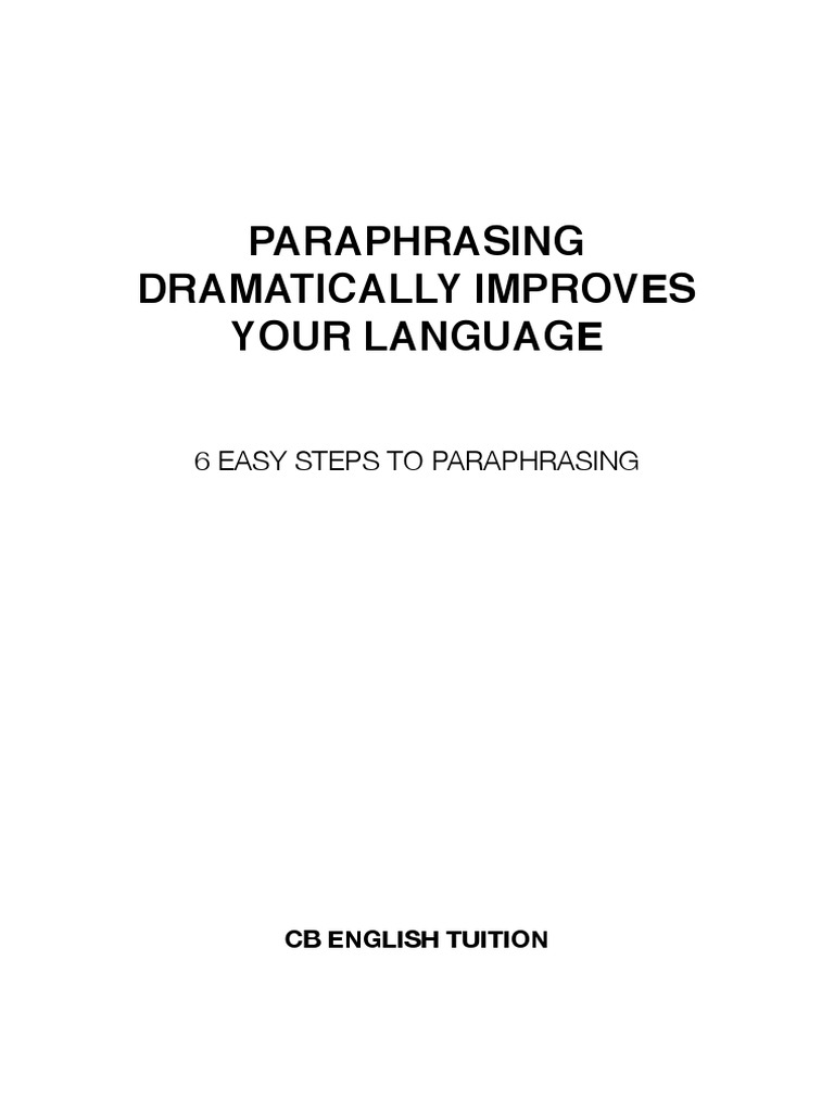 CB English Ebook 6 Steps To Paraphrasing PDF | PDF | Vocabulary ...