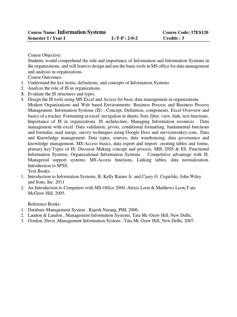 Information Systems Course Overview | PDF | Art
