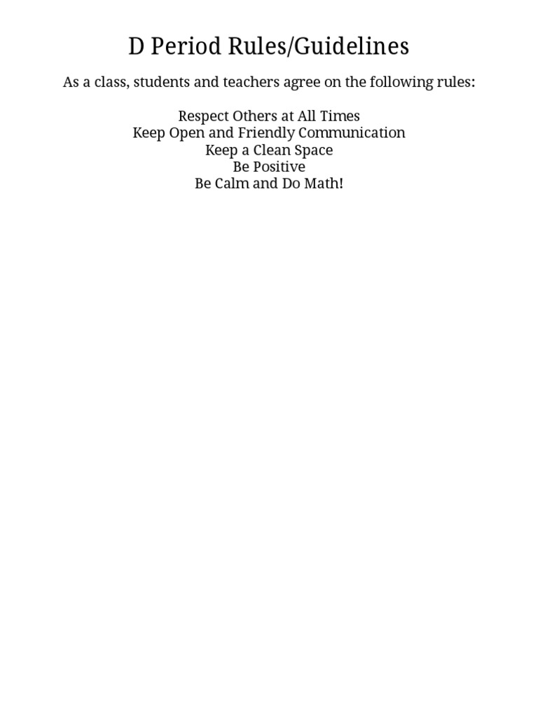 Classroom D Period Rules and Guidelines | PDF