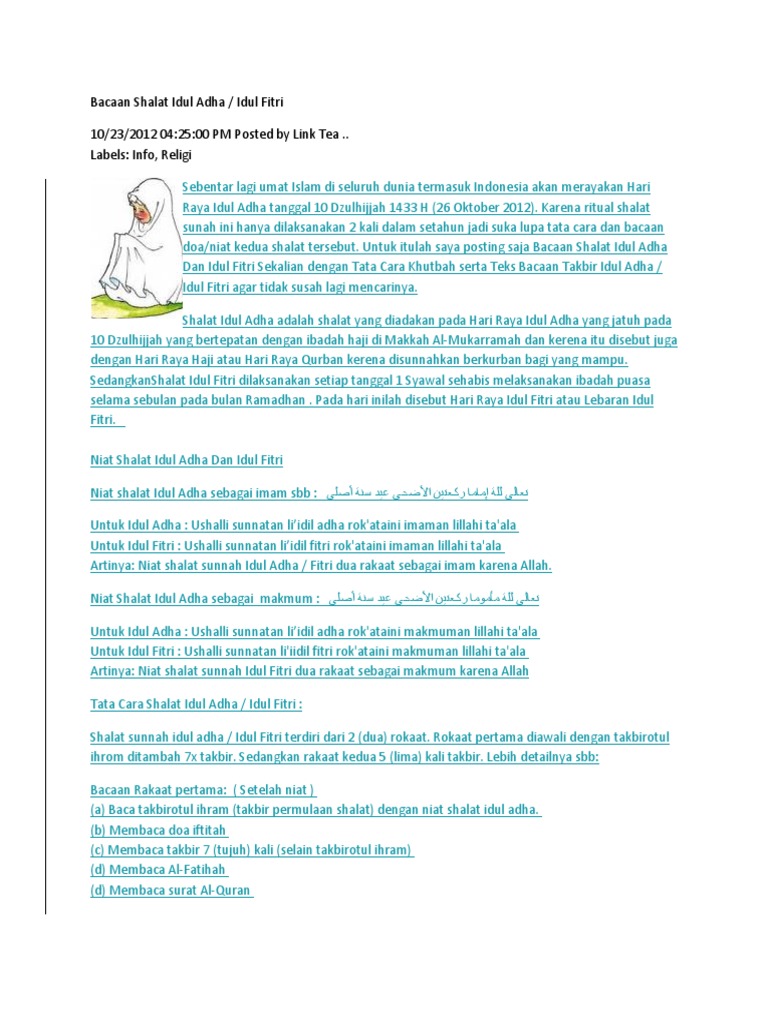 Bacaan Shalat Idul Adha