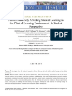 Factors Adversely Affecting Student Learning in The Clinical Learning Environment: A Student Perspective