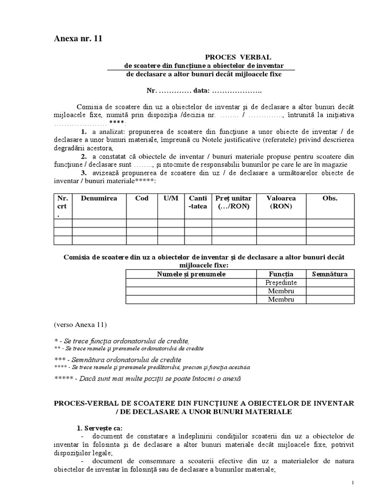 Pv Scoatere Din Functiune Si Declarase