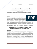 Realidade Socio-Politica e A Questo Da Autenticidade em Charles Taylor - Rogrio Foschiera - Ifrs