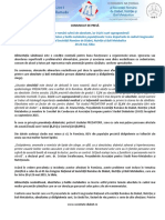 Comunicat de Presa Alimentația Nesănătoasă, Obezitatea Și Bolile Metabolice Populaționale"