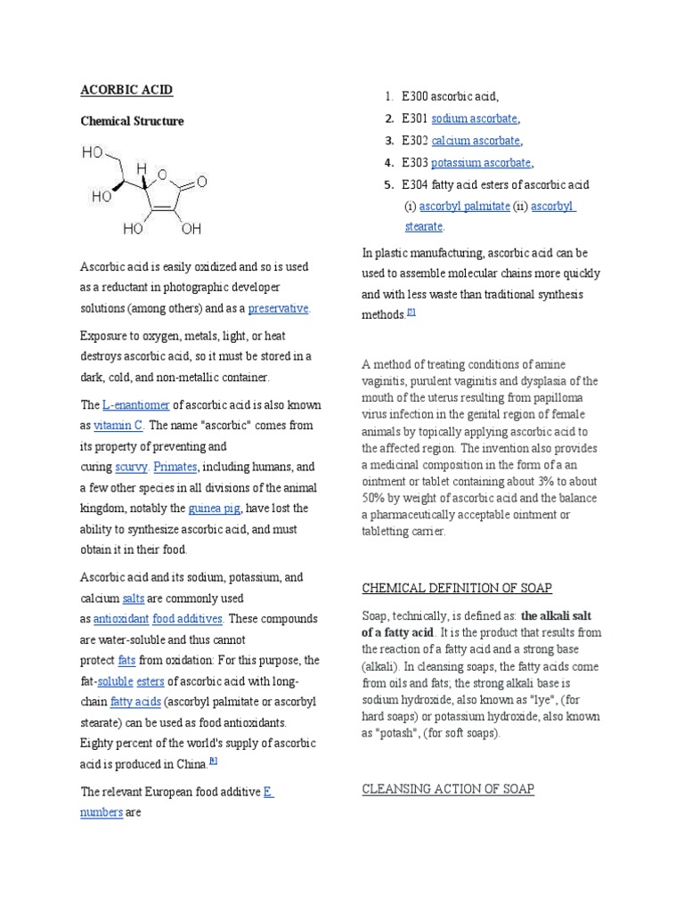 Sodium Ascorbate Calcium Ascorbate Potassium Ascorbate Acorbic Acid