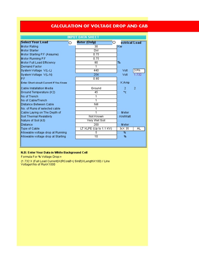 Voltage Drop & Cable Sizing & Electrical Load | PDF | Volt | Voltage