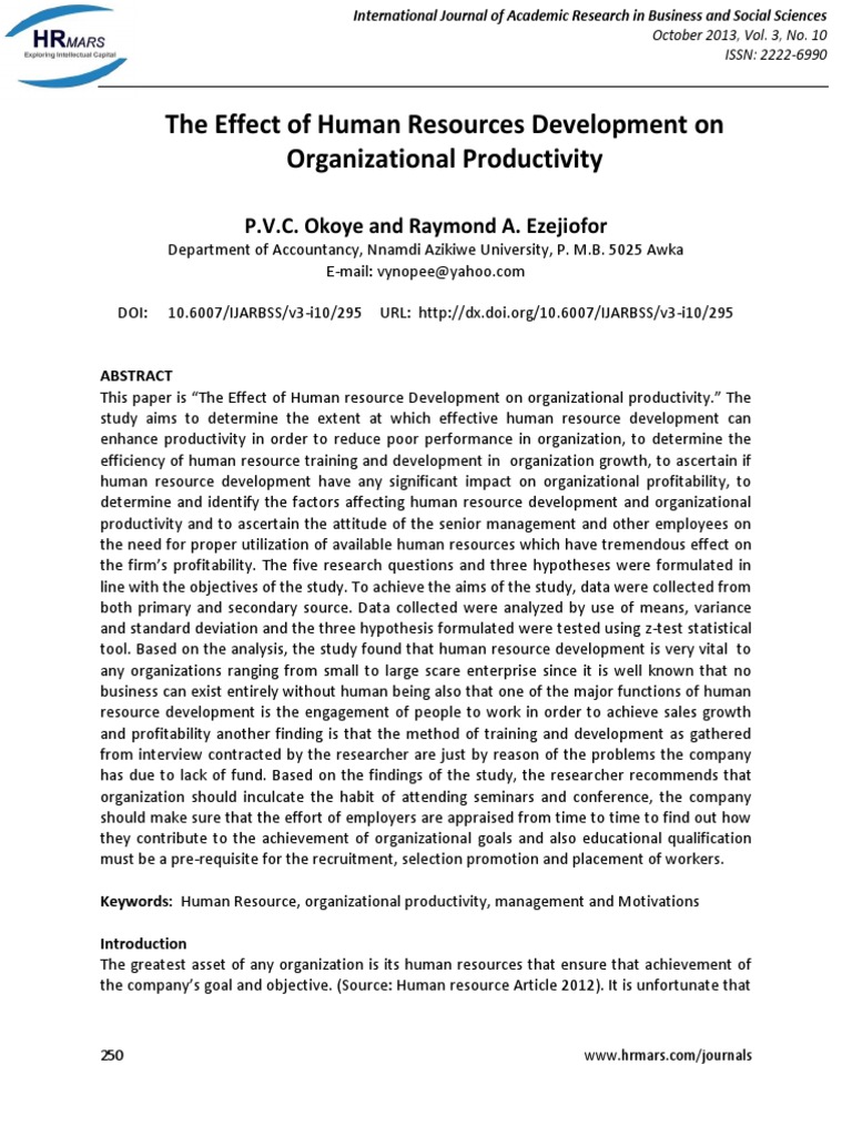 Human Resource Development's Impact on Productivity | PDF | Human ...