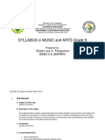 Syllabus in Music and Arts Grade 9: Shylen Joy V. Paraguison Bsed 4-2 (Mapeh)