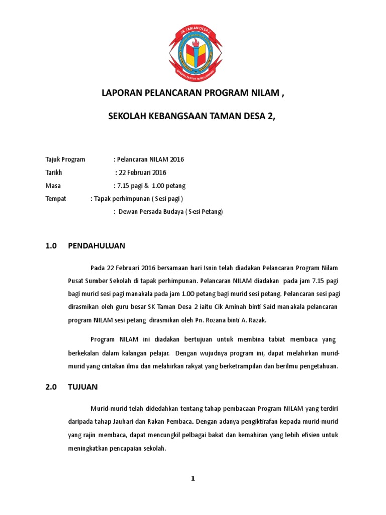 16++ Contoh Laporan Nilam
