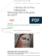 María Reina de La Paz de Medjugorje, Mensaje Del 2 de Julio de 2017 Foros de La Virgen María PDF