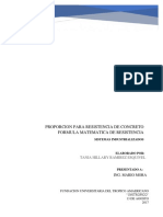 Proporciones para Resistencia de Concreto