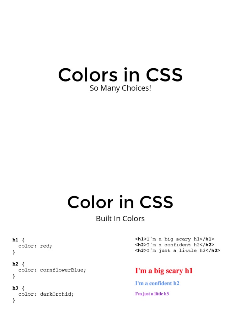 Colors in CSS: So Many Choices! | PDF