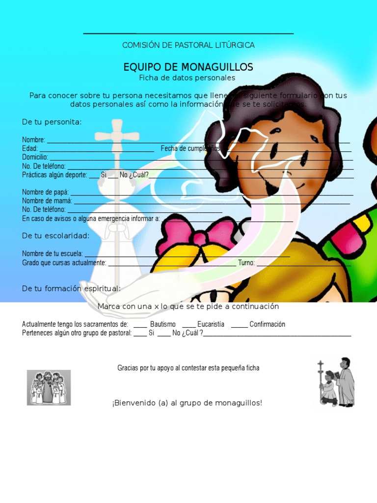 Ficha De Monaguillos Pdf
