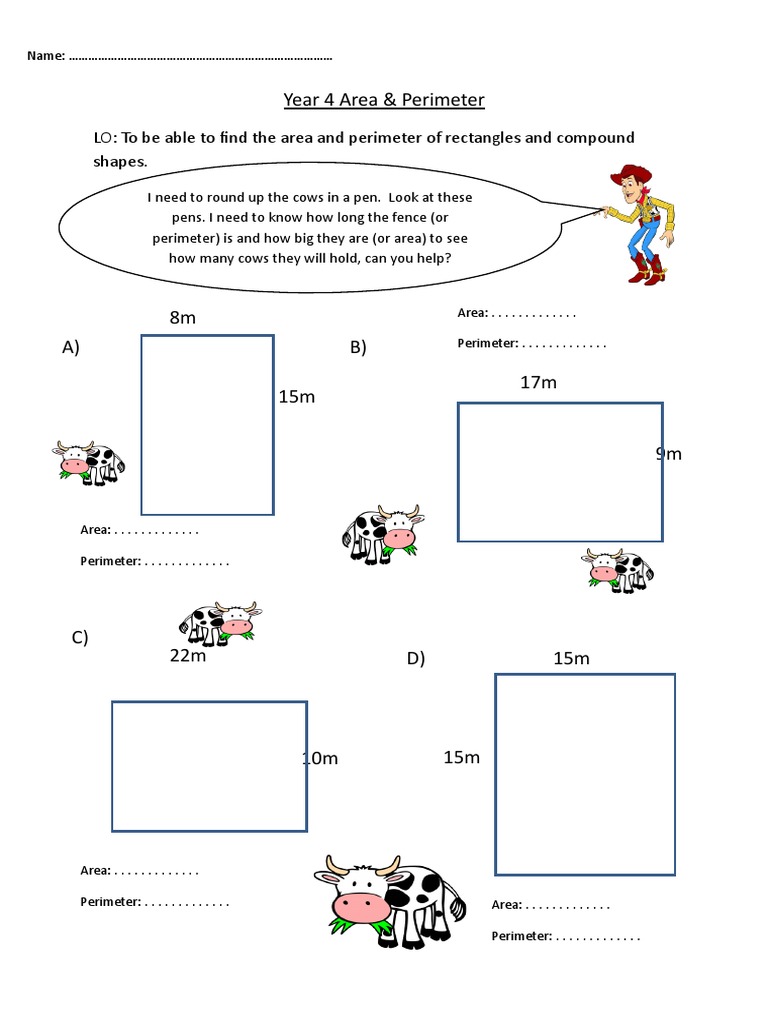 Year 4 Area and Perimeter Guide | PDF | Elementary Geometry | Length