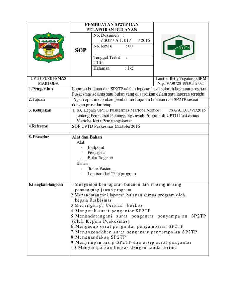 Sop SP2TP | PDF