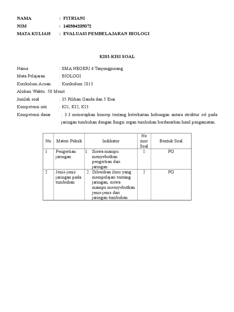 Soal Biologi Pilihan Ganda Tentang Struktur Dan Fungsi 