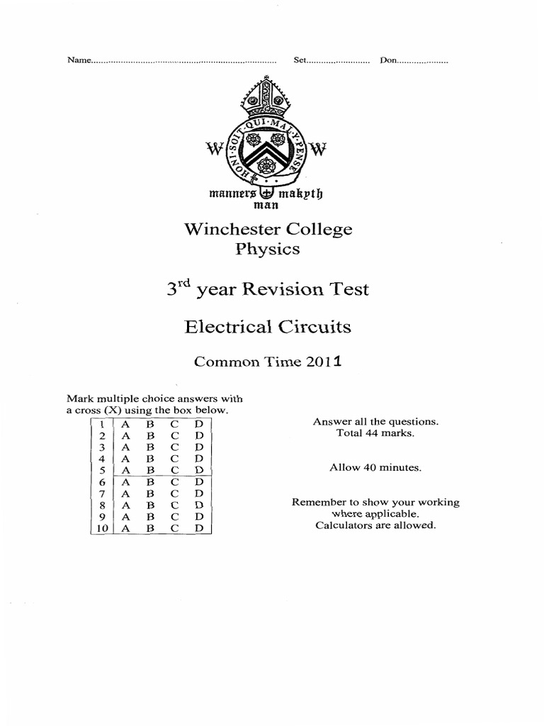 Electrical Resistance And ... Circuit Diagram