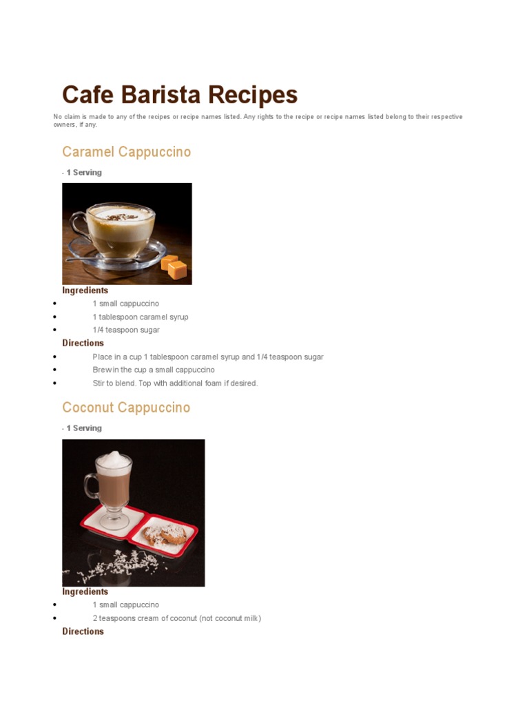 Cafe Barista Recipes Coffee Teaspoon