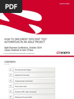 How To Implement Efficient Test Automation On An Agile Project Lukasz Grabinski John OHare