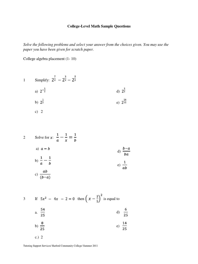What Is Considered College Level Math