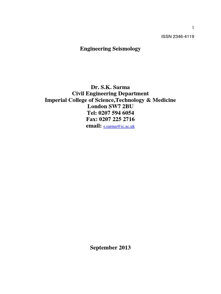 Engineering Seismology Overview | PDF | Plate Tectonics | Earthquakes