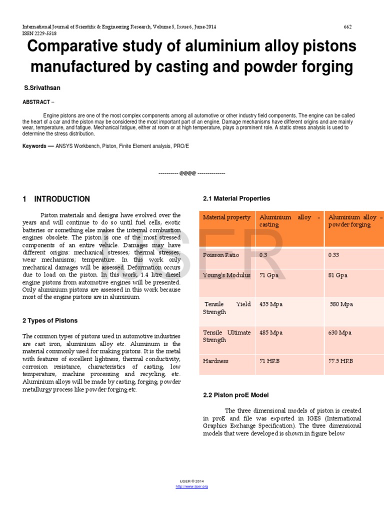Comparative Study of Aluminium Alloy Pistons Manufactured PDF