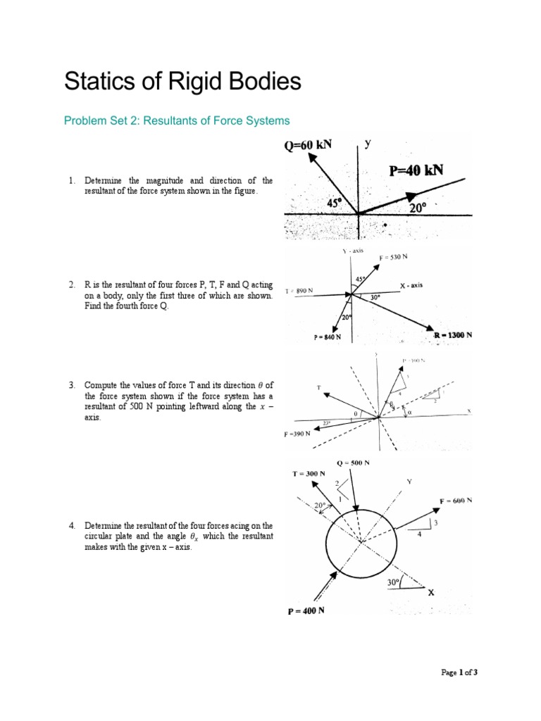 Statics of Rigid Bodies Resultants of Force Systems Cartesian