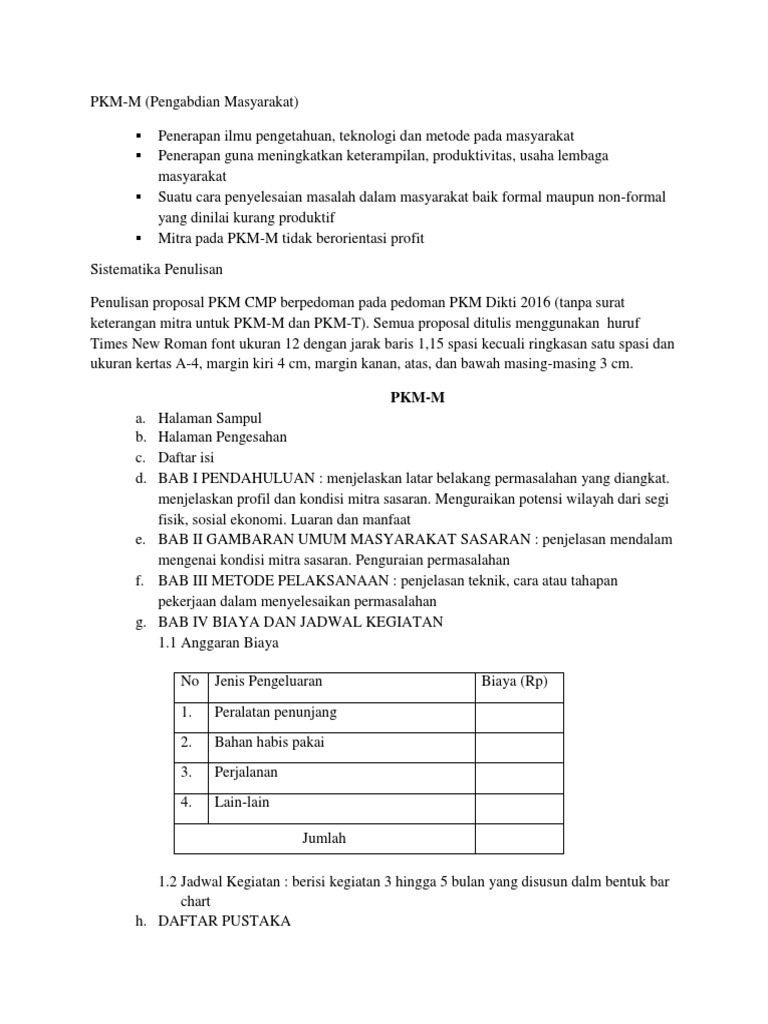 Panduan Penulisan Proposal PKM-M | PDF