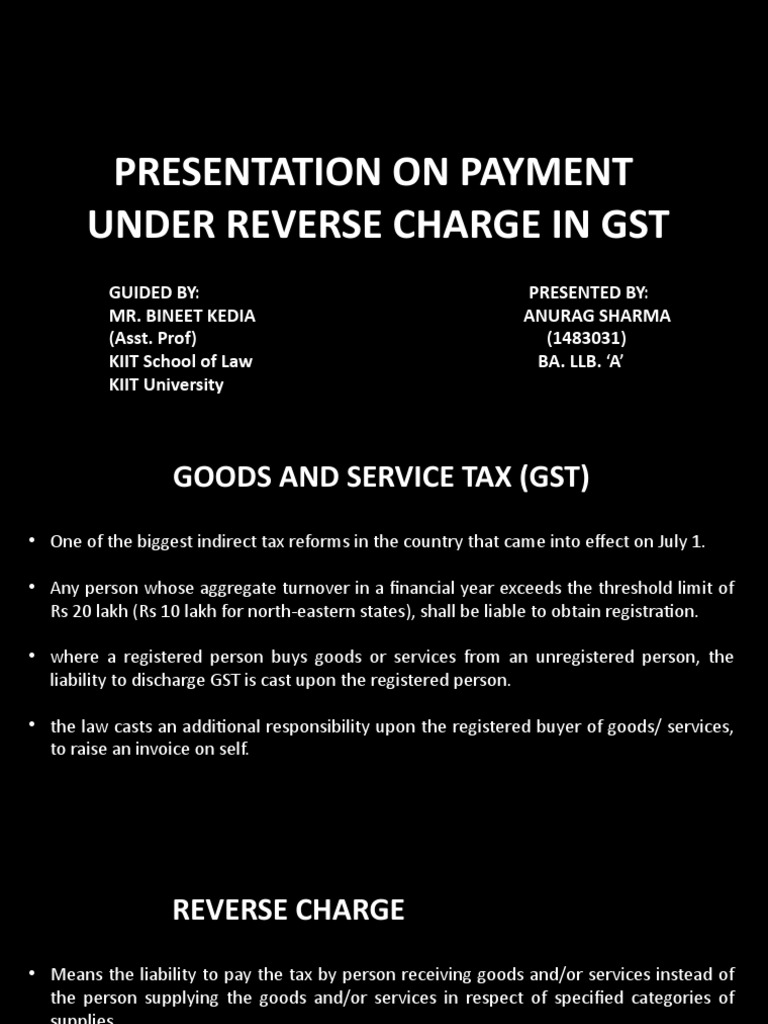 GST Reverse Charge Payment Explained | PDF | Invoice | Value Added Tax