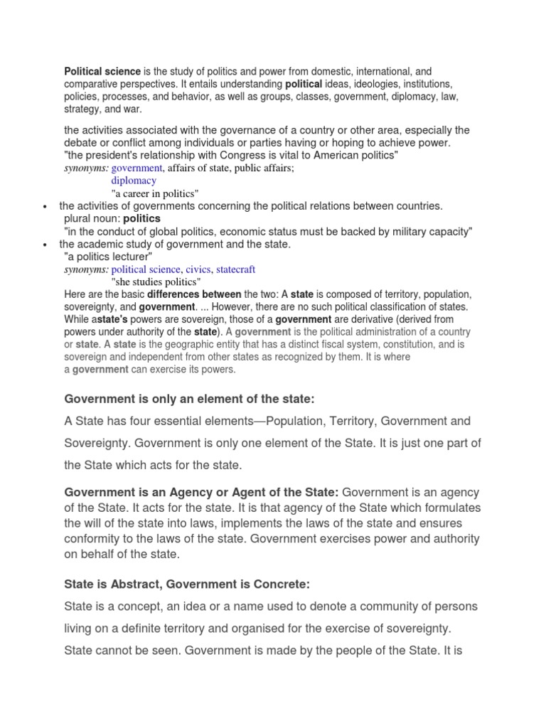 Government Diplomacy, Affairs of State, Public Affairs "A Career in Politics" PDF Sovereign