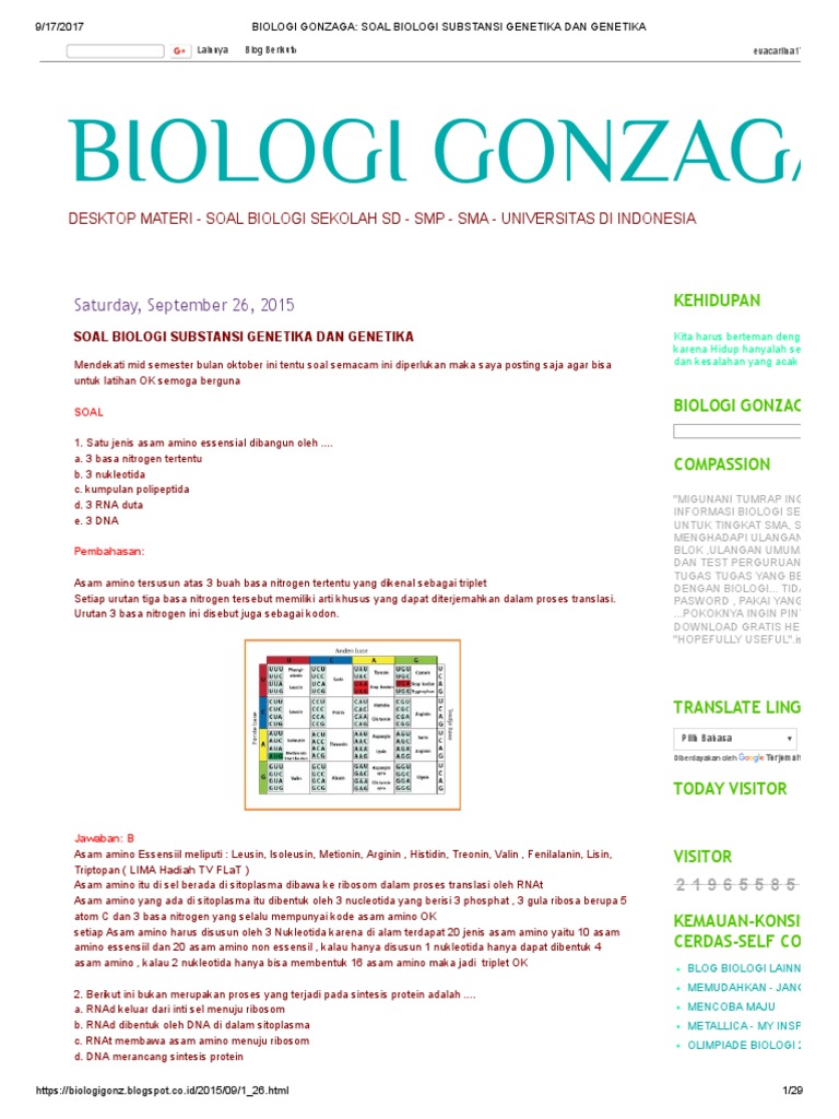 Soal Olimpiade Biologi Materi Genetika Molekuler Dan Pembahasannya Pdf