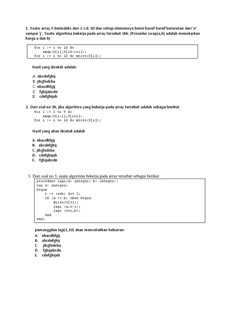 Algoritma dan Output Array dalam Pemrograman | PDF