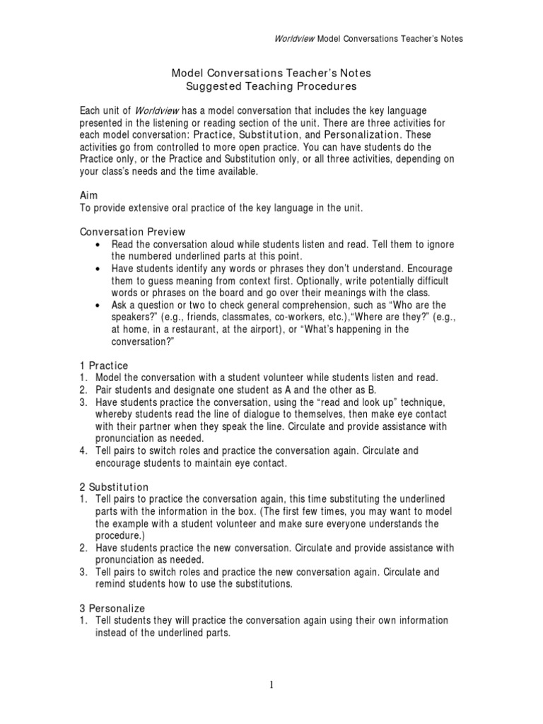 Worldview Model Conversations Guide | PDF | Conversation | Reading ...