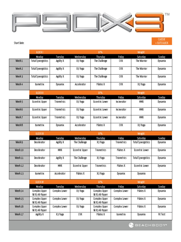 P90X3 Deluxe Calendars | PDF | Sports | Leisure