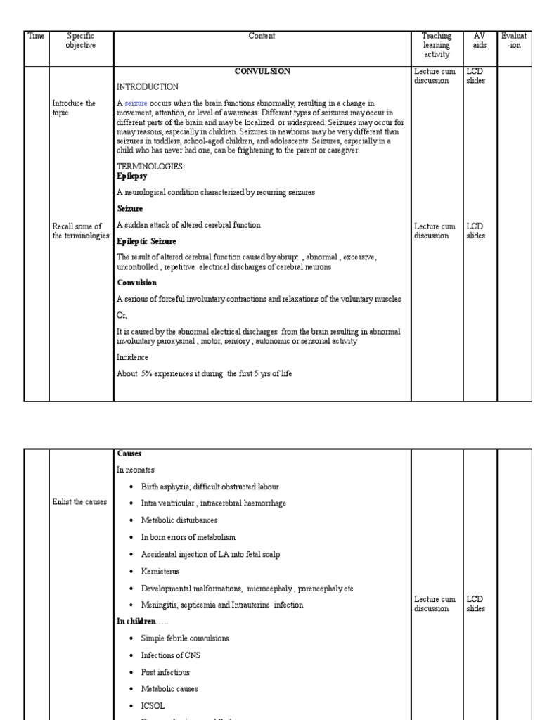 Pediatric Nursing on Convulsions | PDF | Epilepsy | Human Diseases And ...