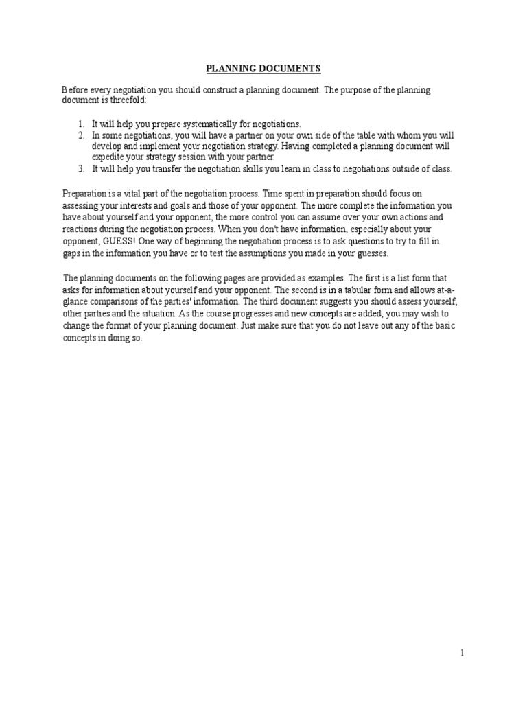 Essential Negotiation Planning Guide | PDF | Negotiation | Behavioural ...