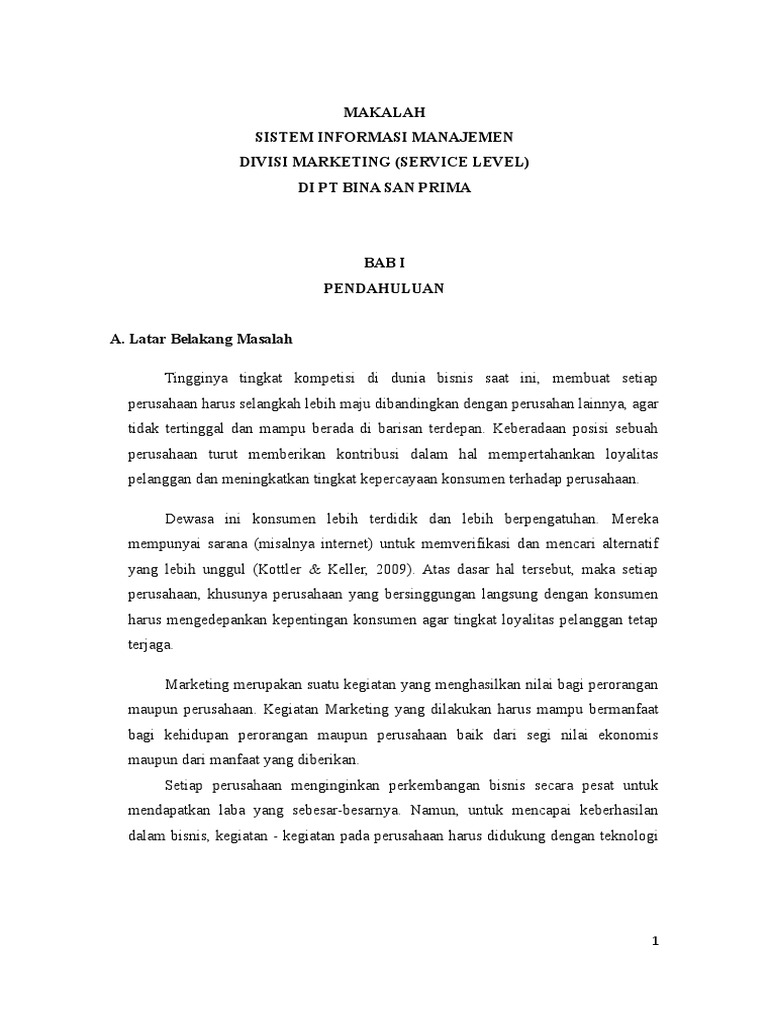 Makalah Sistem Informasi Manajemen Divisi Penjualan 2