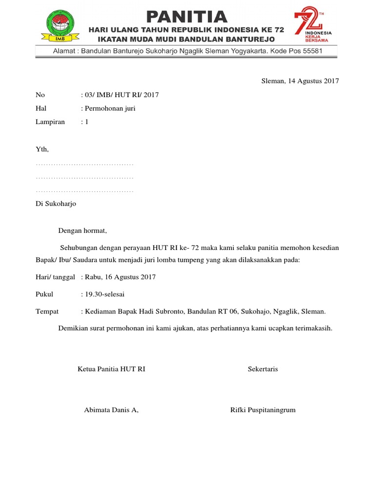 Surat Permohonan Juri Pdf